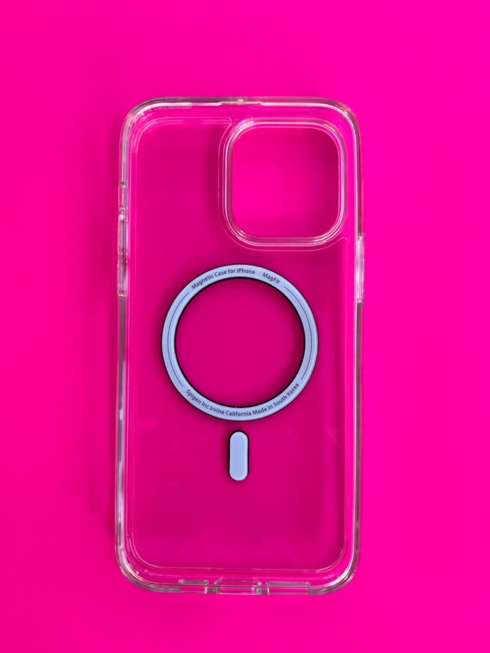 Clear Magnetic Phone Case with Light  white MagSafe Ring